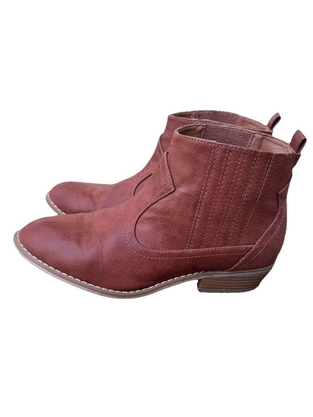 Faux Leather Cut Out Ankle Bootie Universal Thread Cognac Women 8.5 Pull On